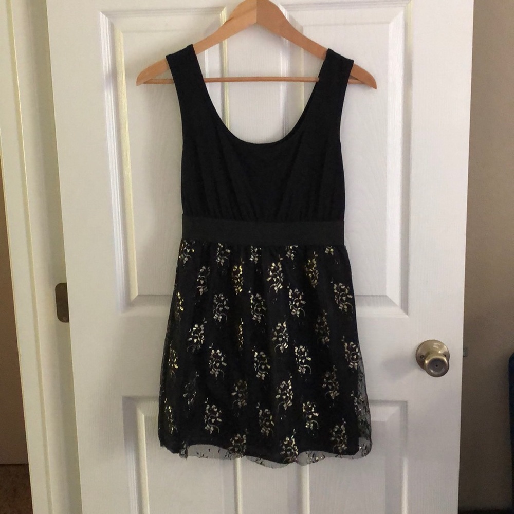 Sleeveless Black & Gold Dress